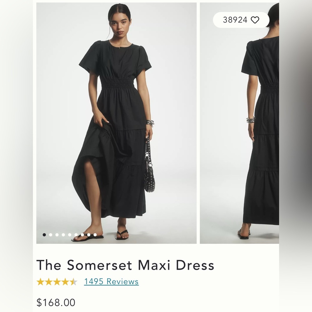 NWT Anthropologie Black Somerset Maxi Dress XS